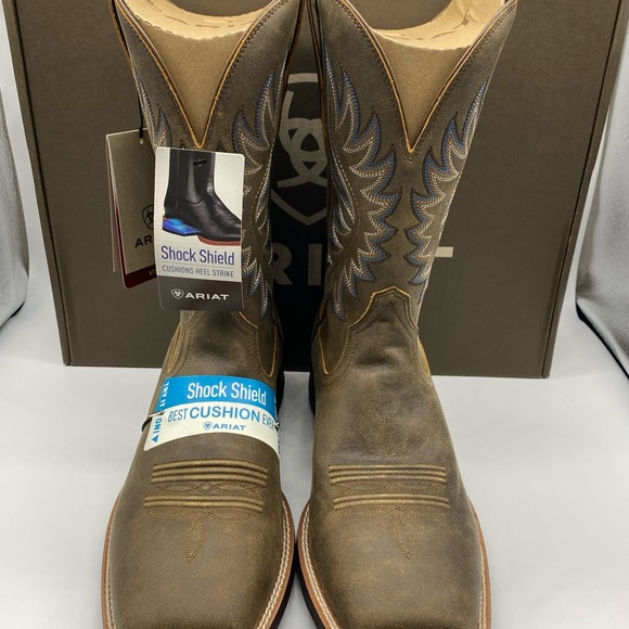 Ariat Brander Square Toe Cowboy Boots Men Size 10D - Picture 1 of 5